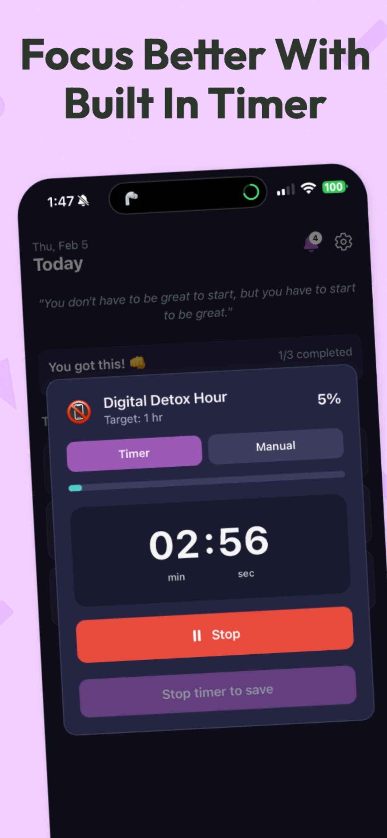 Focus Better With Built-In Timer